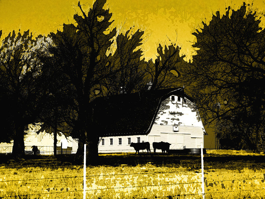 Cow Photograph - Farm Scene in Yellow by Ann Powell