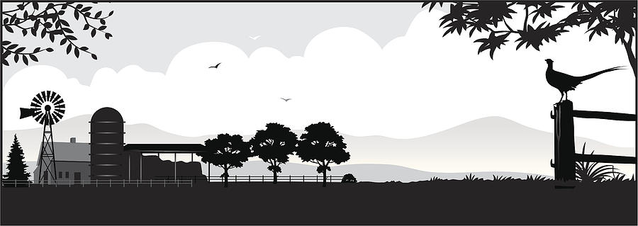 Farm silhouette Drawing by Johnwoodcock
