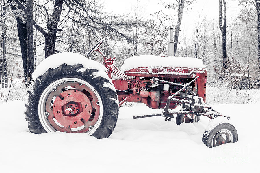 Farmall Super C Tractor in Winter Photograph by Edward Fielding