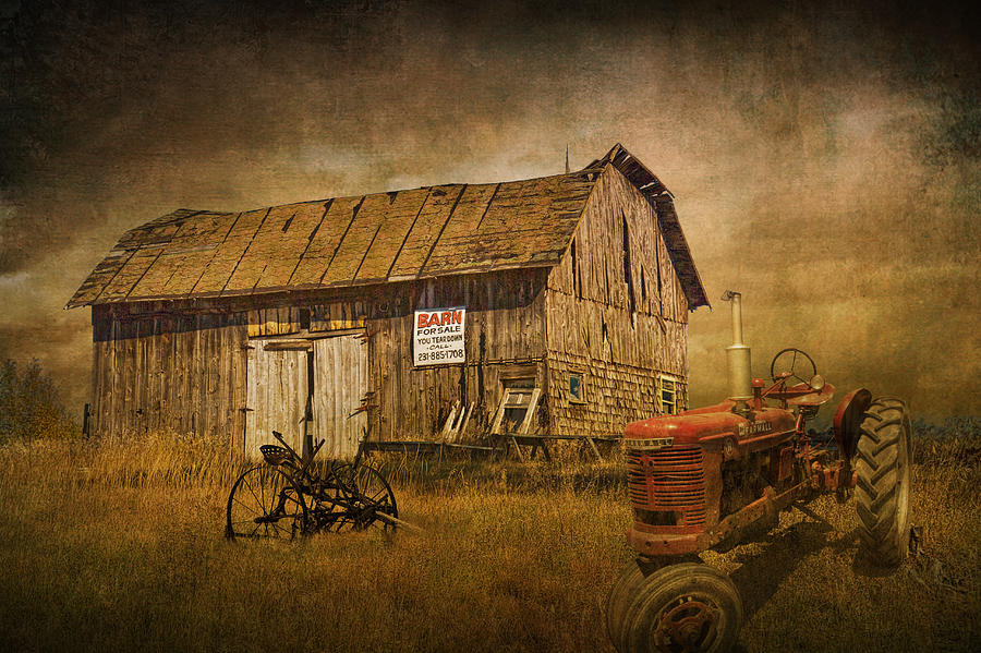 Farmall Tractor by a Barn for Sale Photograph by Randall Nyhof - Fine ...