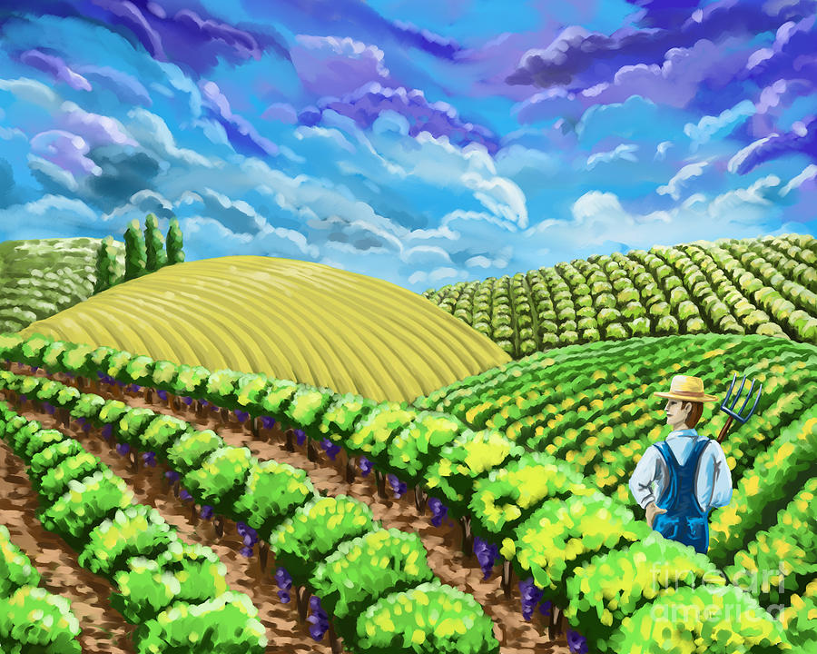 Farmer in the field Painting by Tim Gilliland