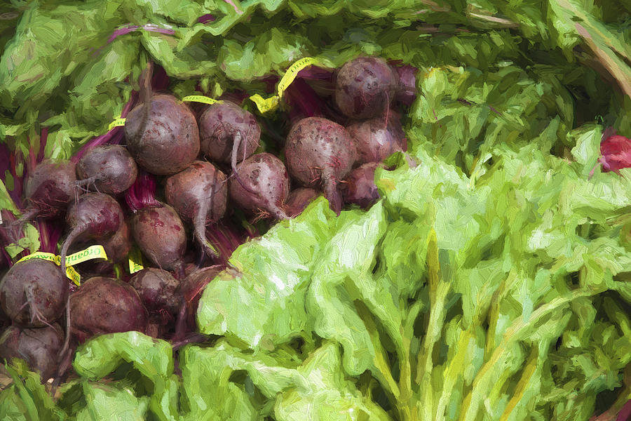 Farmers Market Beets and Greens Digital Art by Carol Leigh