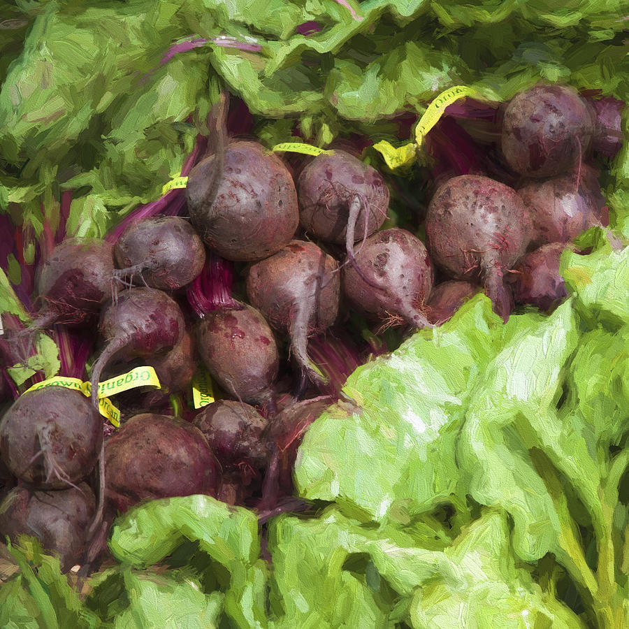 Farmers Market Beets and Greens Square Digital Art by Carol Leigh