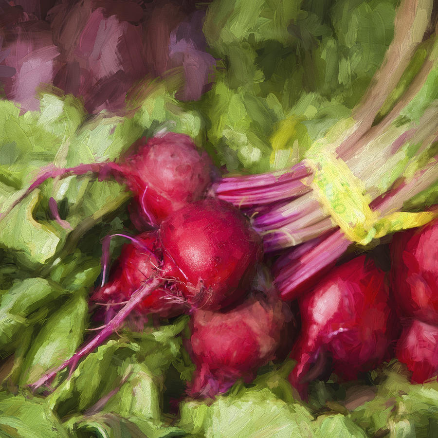 Farmers Market Beets Square Format Digital Art by Carol Leigh