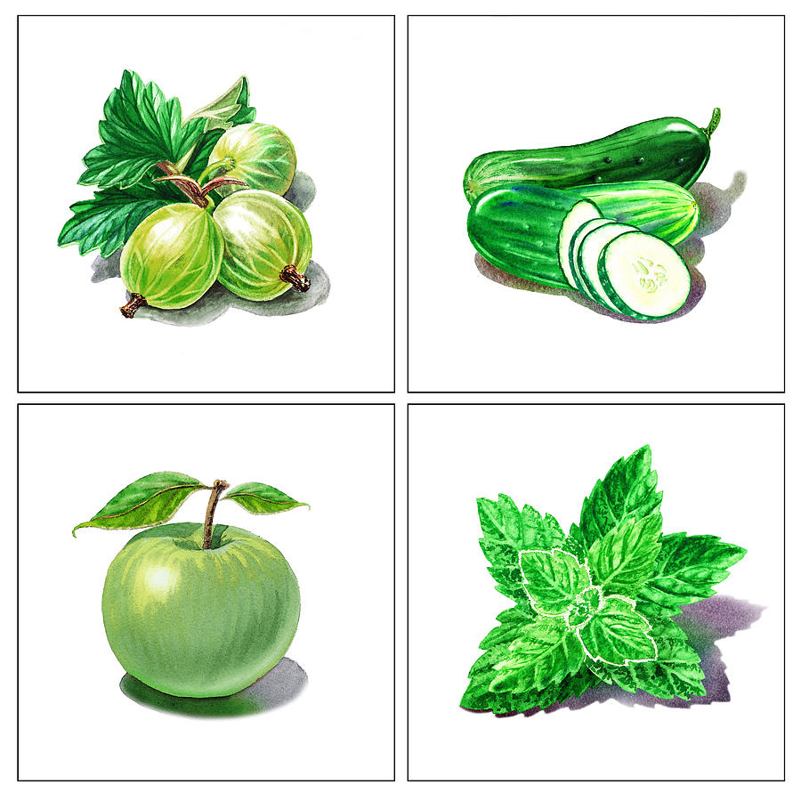 Farmers Market Gifts Green Vitamins Painting by Irina Sztukowski