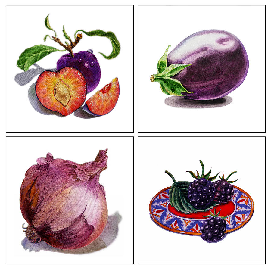 Farmers Market Gifts  Purple Vitamins Painting by Irina Sztukowski
