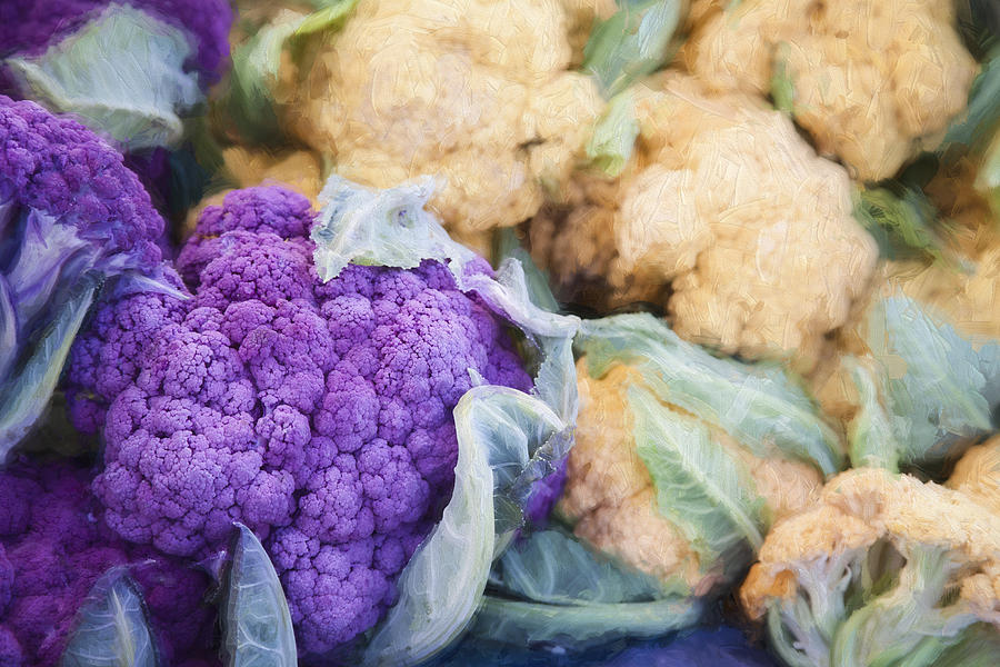 Farmers Market Purple Cauliflower Digital Art by Carol Leigh