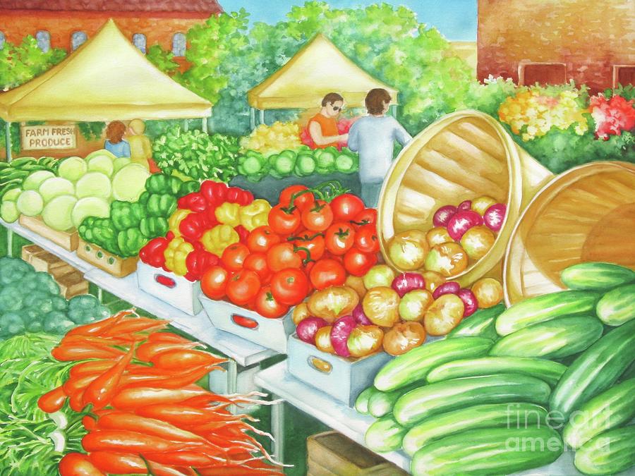 Farmers Market View Painting by Inese Poga