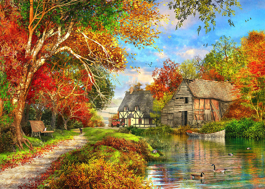 Farmhouse Cottage Painting by MGL Meiklejohn Graphics Licensing - Fine ...