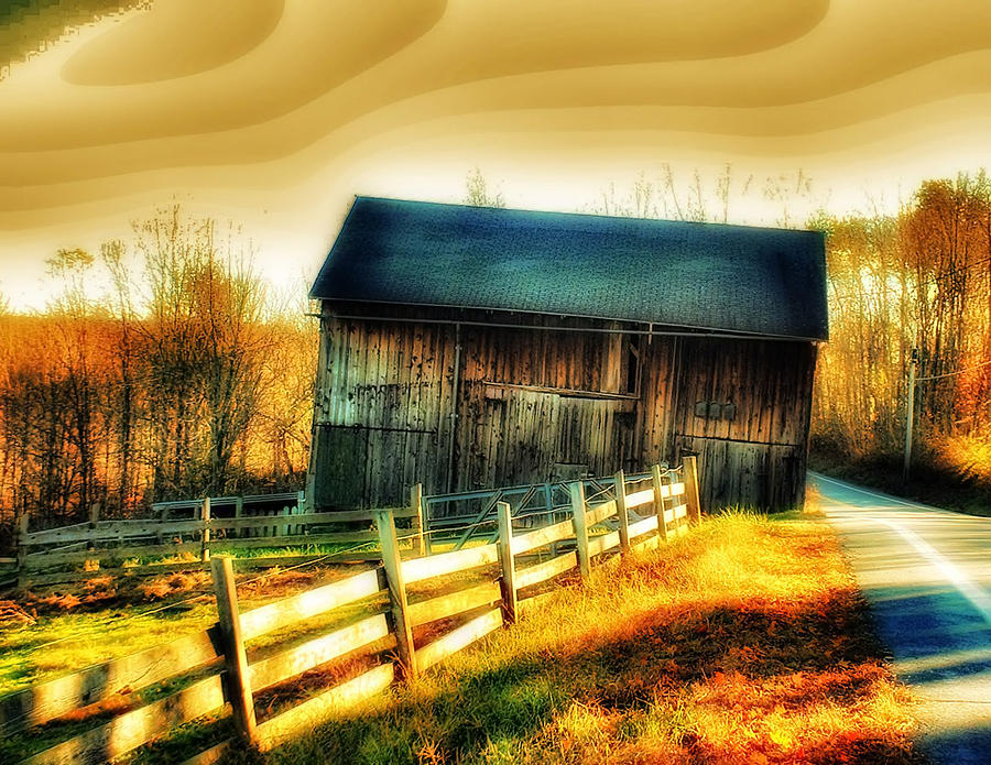 Nature Photograph - Farmhouse in Autumn by Howard Kahn