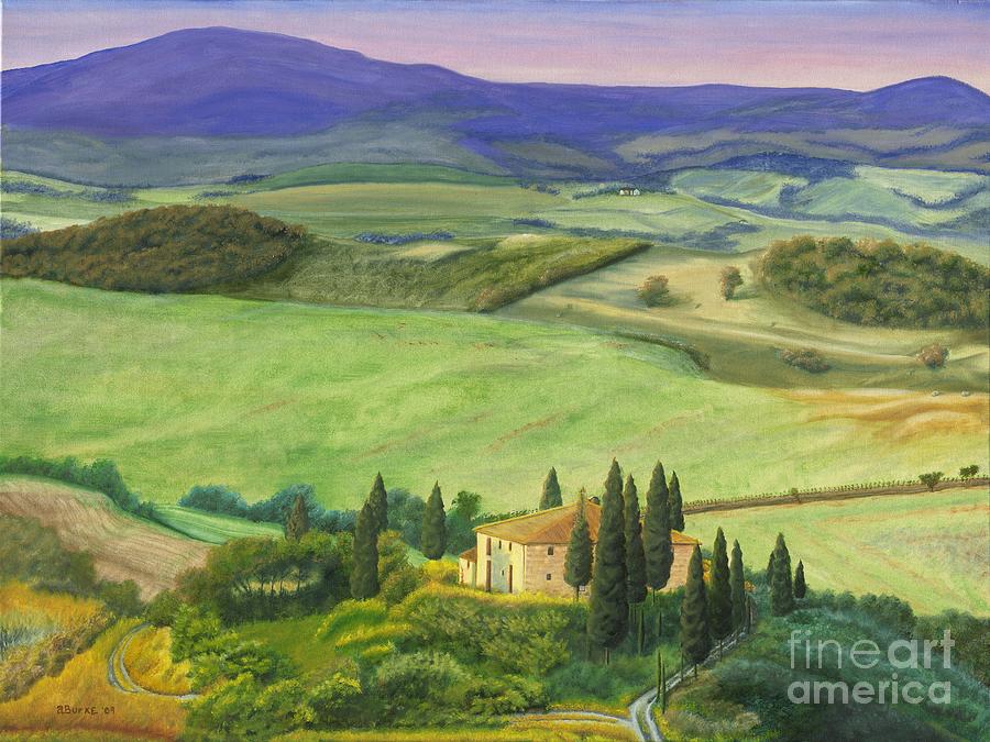 Mountain Painting - Farmhouse in Tuscany by Austin Burke