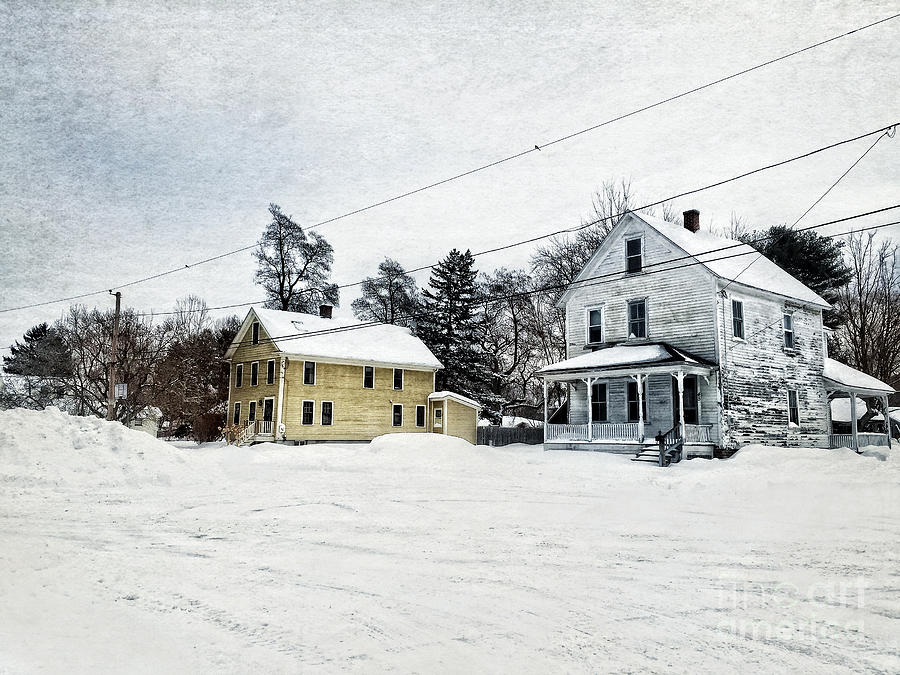 Farmhouses in the Snow Photograph by HD Connelly