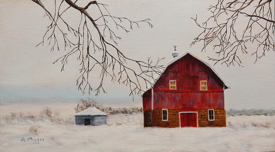 Farmland Winter Painting by Alan Mager