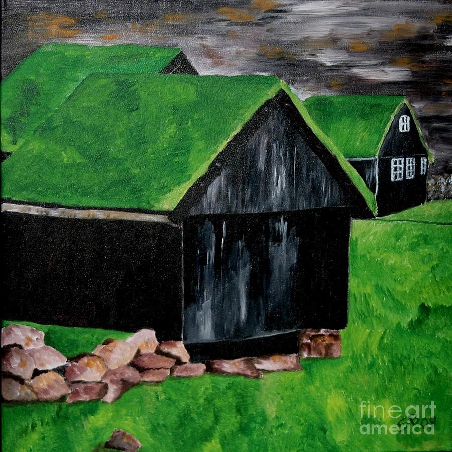 Faroe houses Painting by Susanne Baumann