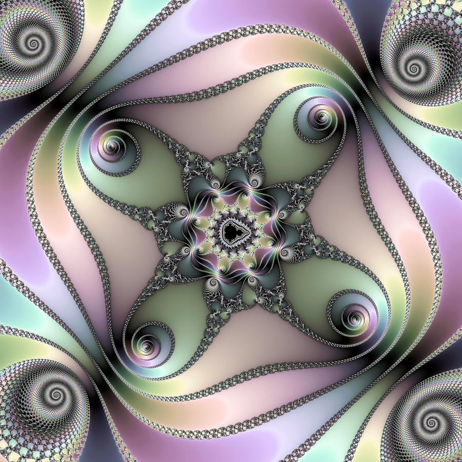 Fascinating fractal spirals beautiful metallic colors Digital Art by Matthias Hauser