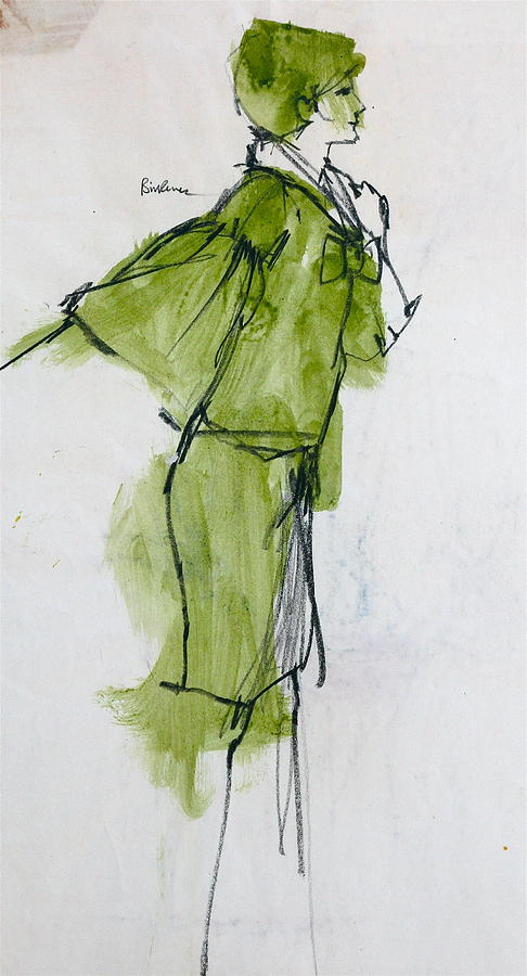 Fashion Drawing from Art Center College - 1962 Drawing by Robert Birkenes