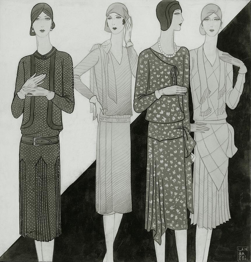 Fashion Illustration Of Four Women Digital Art by Lambarri