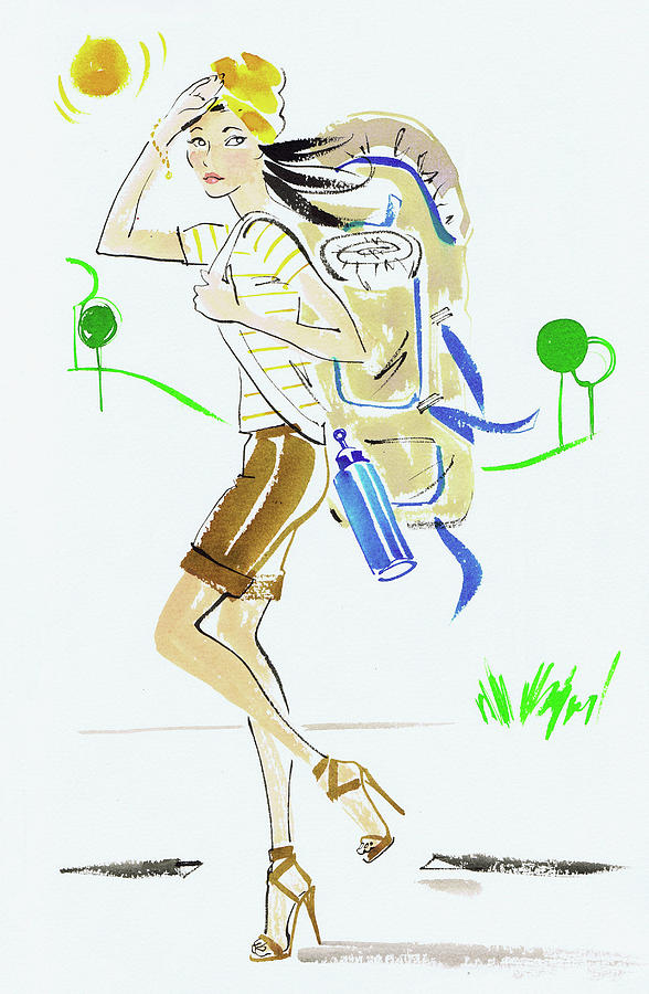 Summer Painting - Fashion Victim Hiking With Rucksack by Ikon Images