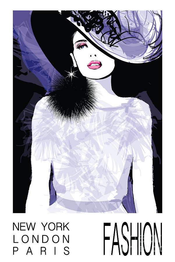 Dress Digital Art - Fashion Woman Model With A Black Hat - by Isaxar Dress Digital Art - Fashion Woman Model With A Black Hat - by Isaxar