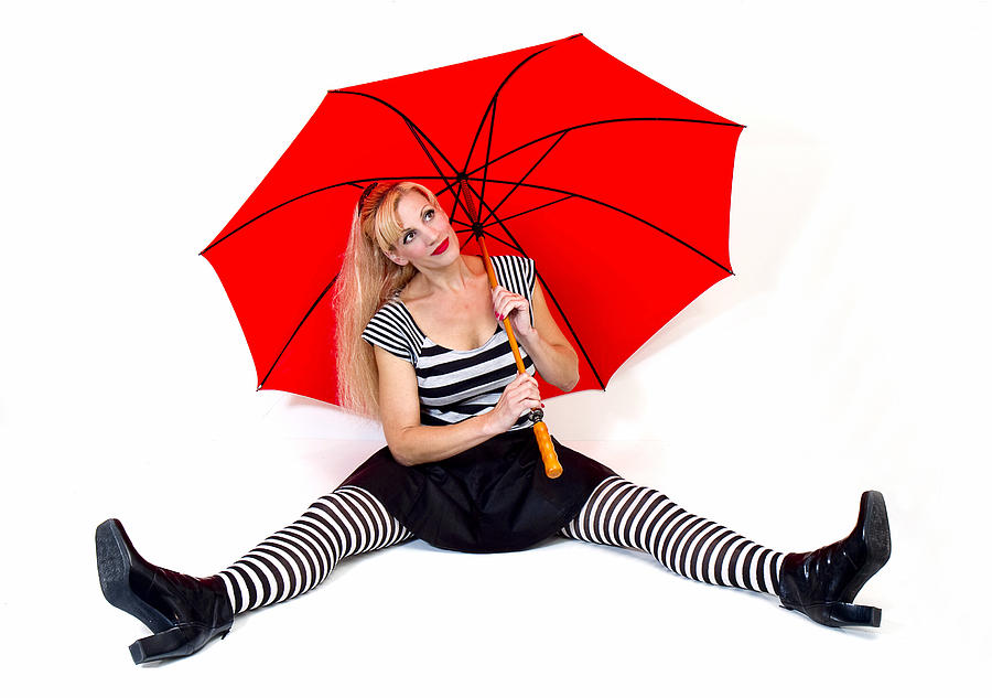 Fashion Woman with Red Umbrella Photograph by Trudy Wilkerson