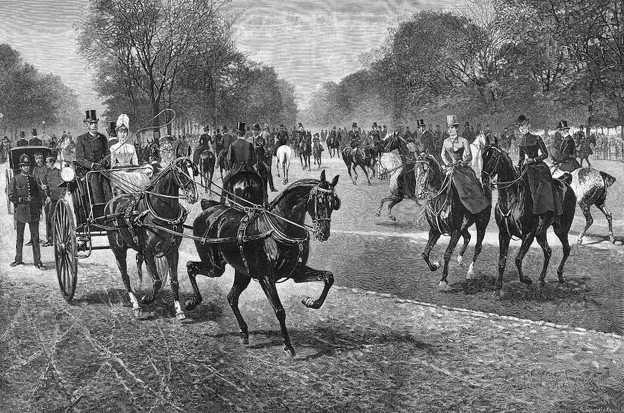 Fashionable Riders In Rotten Row, Hyde Drawing by Illustrated London ...