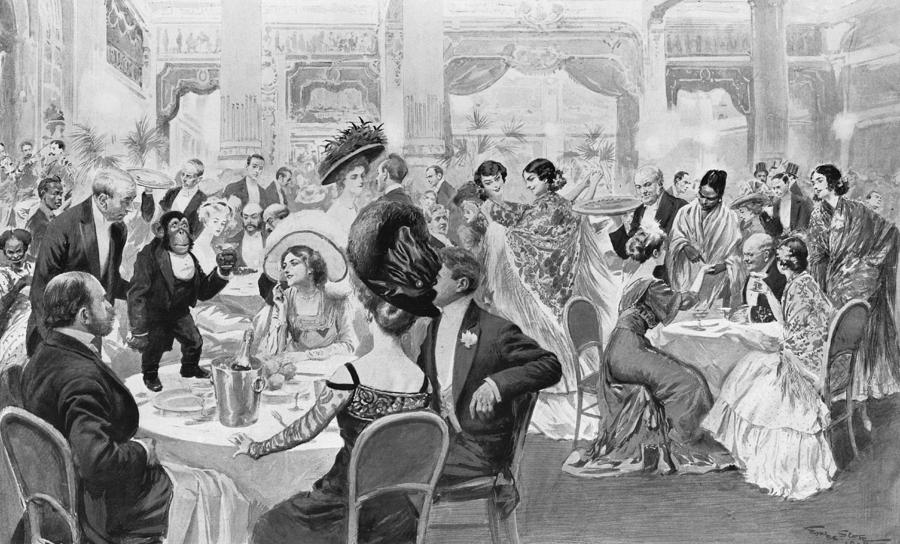 Paris Painting - Fashionable suppers by Georges Bertin Scott
