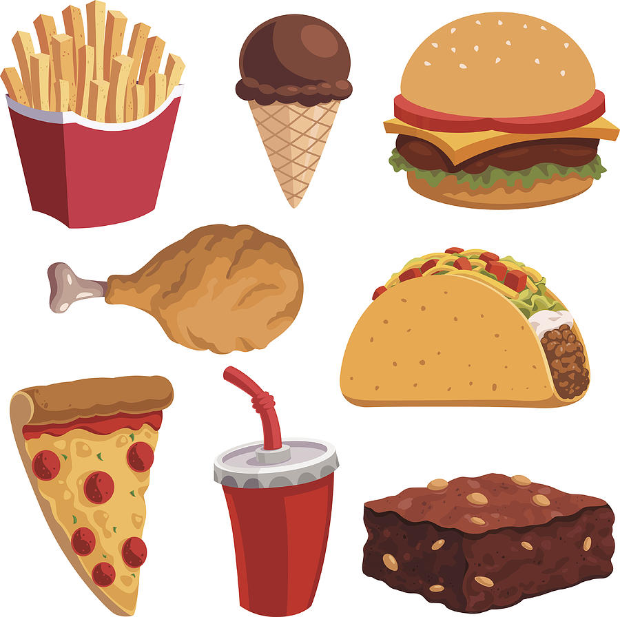Fast Food Cartoon Set Drawing by CandO_Designs