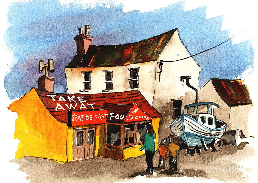 Fast Foods Bray Wicklow Painting by Val Byrne
