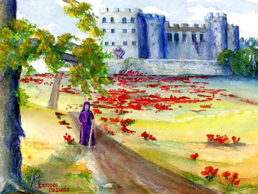 Fastasy Castle Landscape  Painting by Lenora  De Lude