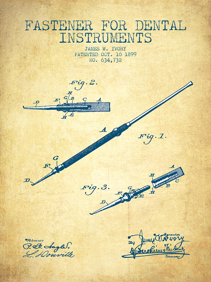 Pliers Digital Art - Fastener for dental instruments Patent from 1899 - Vintage Paper by Aged Pixel