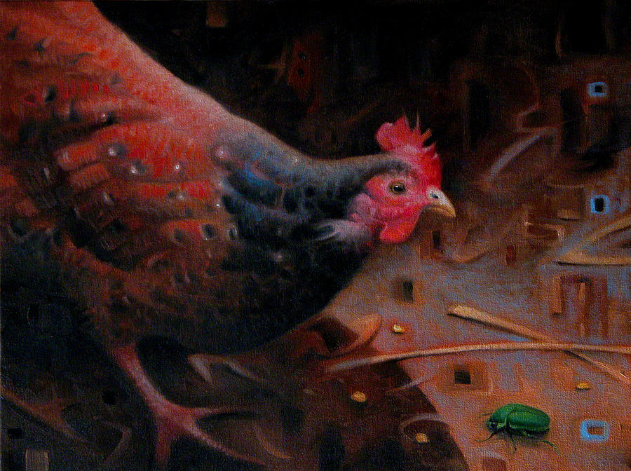 Faster than a Chicken on a June Bug Painting by T S Carson