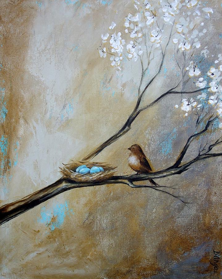 Fat Little Birds Nest Painting by Dina Dargo
