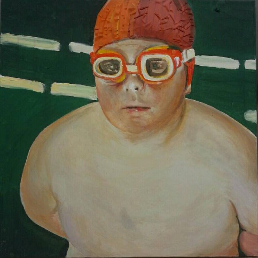 Portrait Painting - Fat Swim by Mennato Tedesco