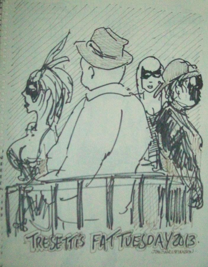 Fat Tuesday 2013 Patio Drawing by James Christiansen