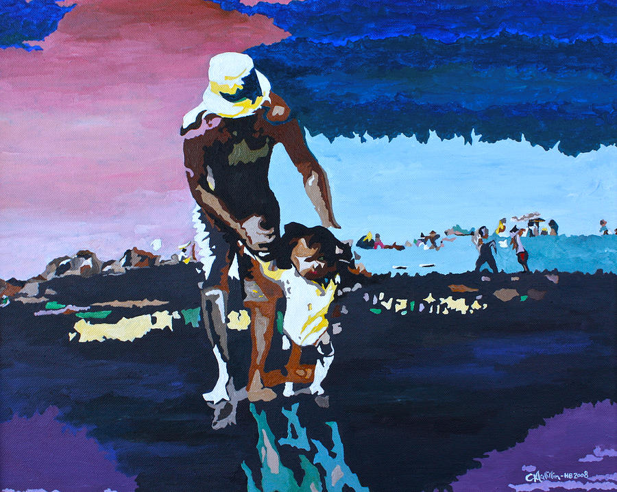 Summer Painting - Father and Son by Carol Tsiatsios