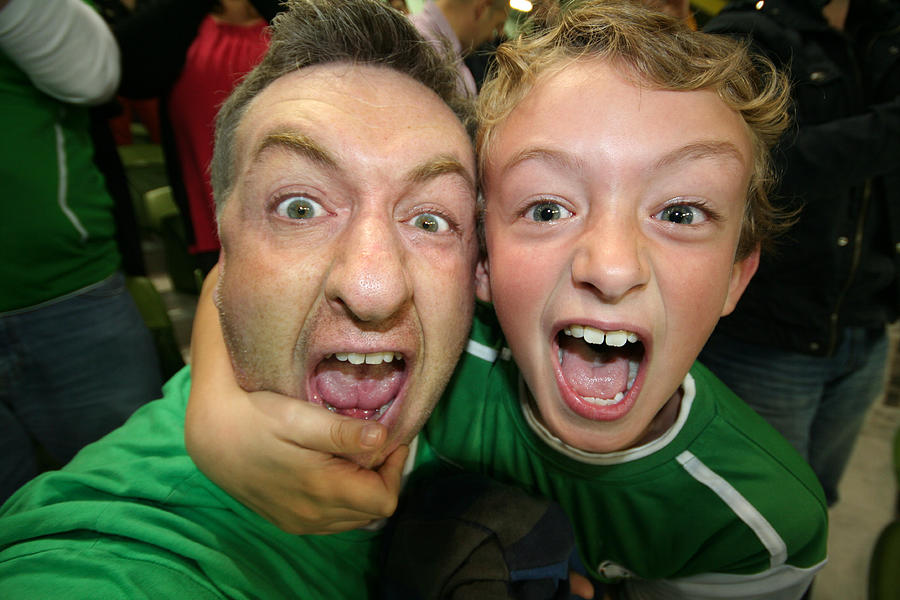 Father and son screaming Photograph by Dave G Kelly