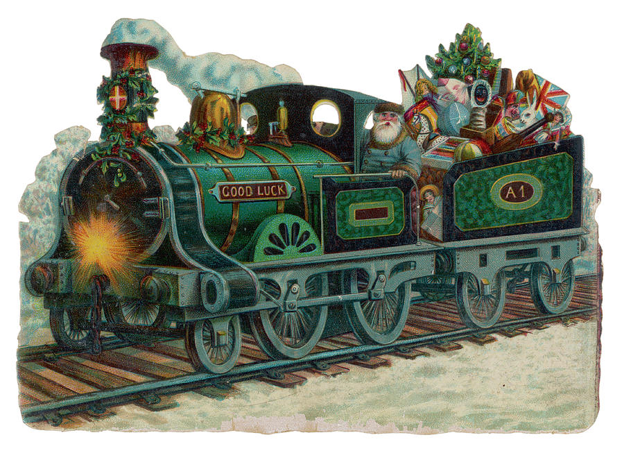 Father Christmas In A Train Full Drawing by Mary Evans Picture Library