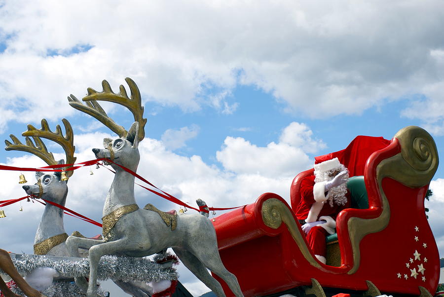 Father Christmas in his Sleigh at the Richmond Santa Parade Photograph by LazingBee