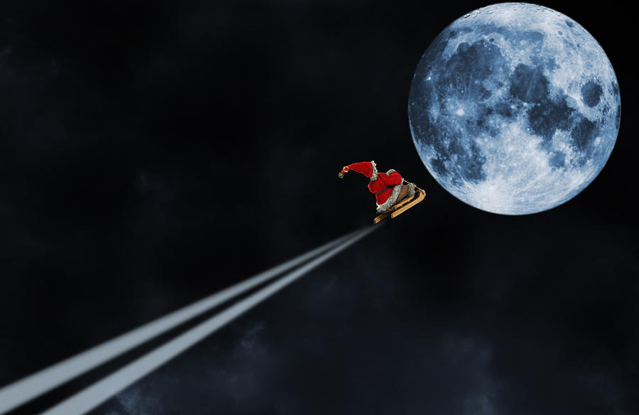 father-Christmas Santa riding on a sleigh Photograph by Christian Lagereek