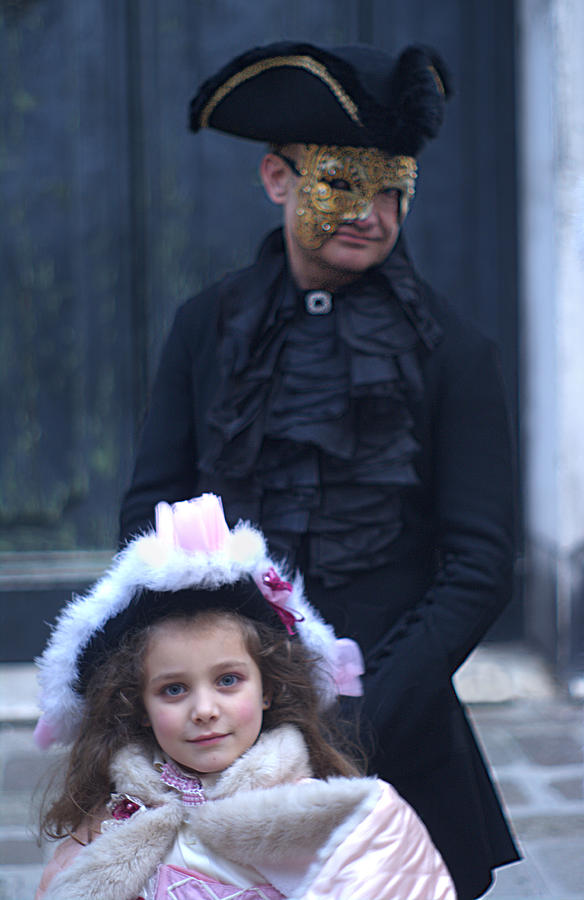 Father Daughter Venice Carnival Costume Photograph by Suzanne Powers