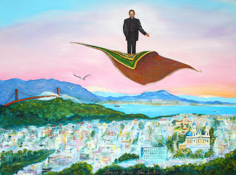 Father Flies the San Francisco Sky Painting by Asha Carolyn Young