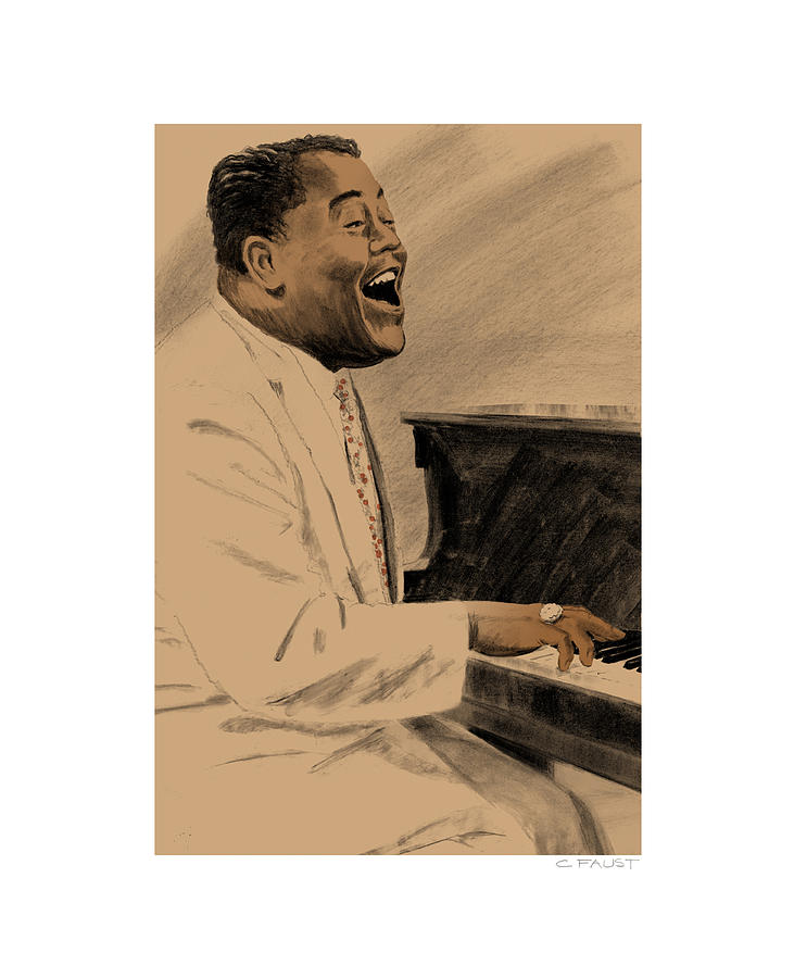 Fats Domino Drawing by Clifford Faust