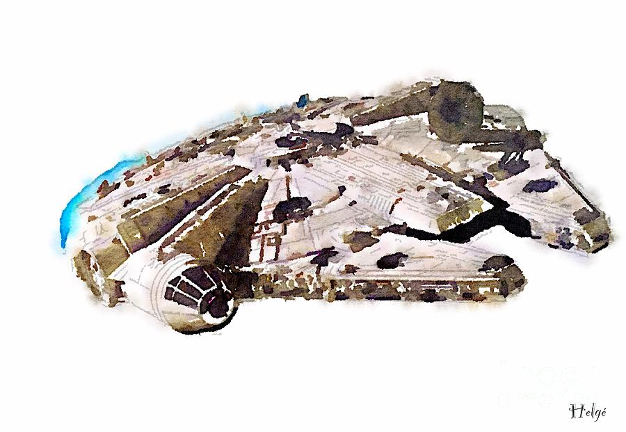 Millenium Falcon Painting by HELGE Art Gallery