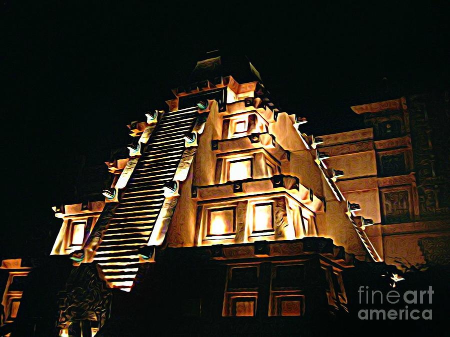 Architecture Painting - Faux Myan Pyramid by John Malone
