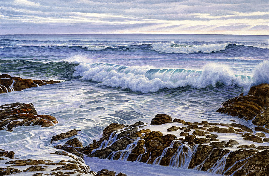 Surf Painting - Favorite Spot-California Coast by Paul Krapf