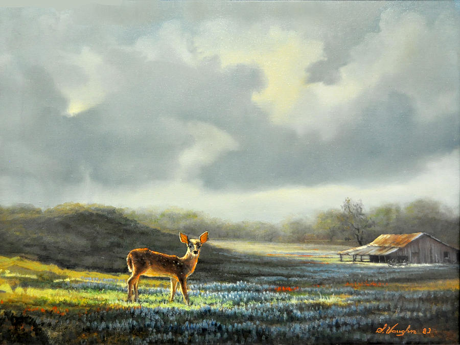 Fawn Morning Painting by Sidney Vaughn