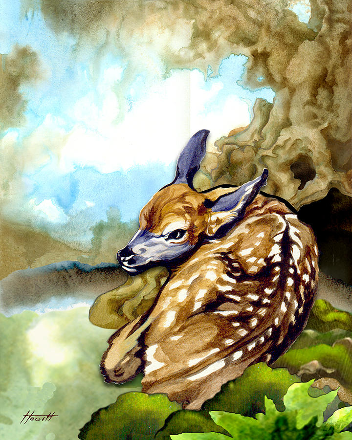 Deer Painting - Fawn Parked in the Trees by Patricia Howitt