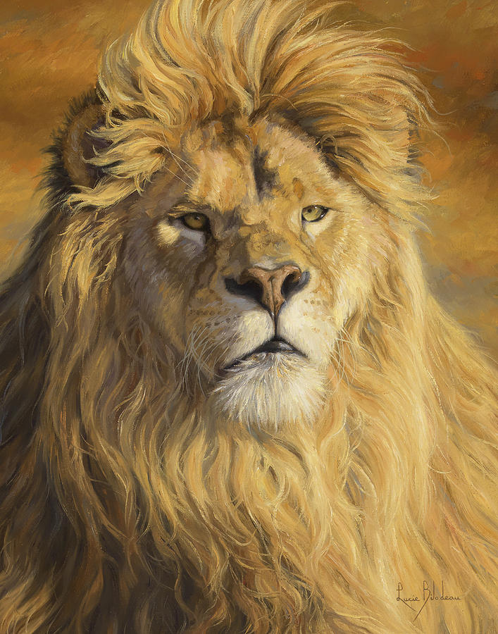 Lion Painting - Fearless - Detail by Lucie Bilodeau
