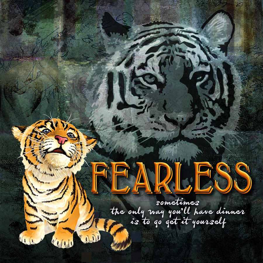 Tiger Digital Art - Fearless by Evie Cook