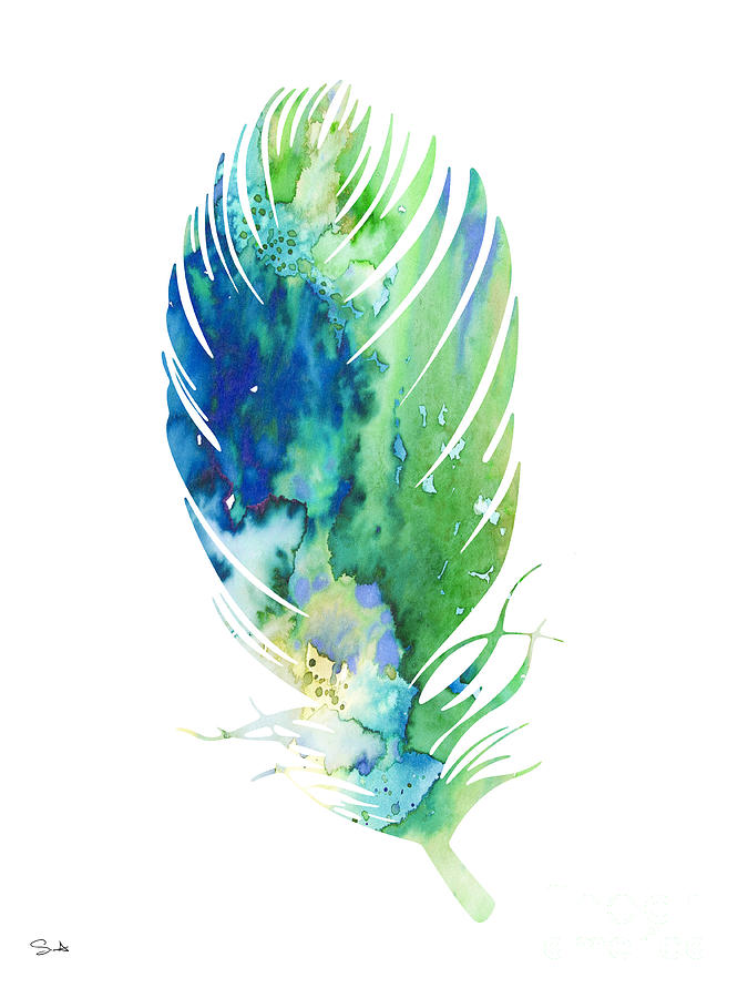 Feather Painting - Feather 2 by Watercolor Girl